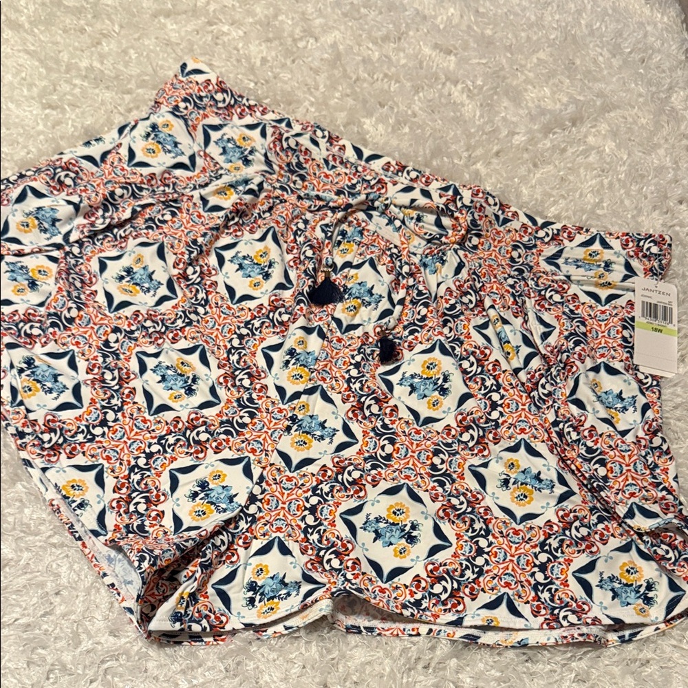 Jantzen Shorts - Blue and Orange Pattern size 18w new with tags